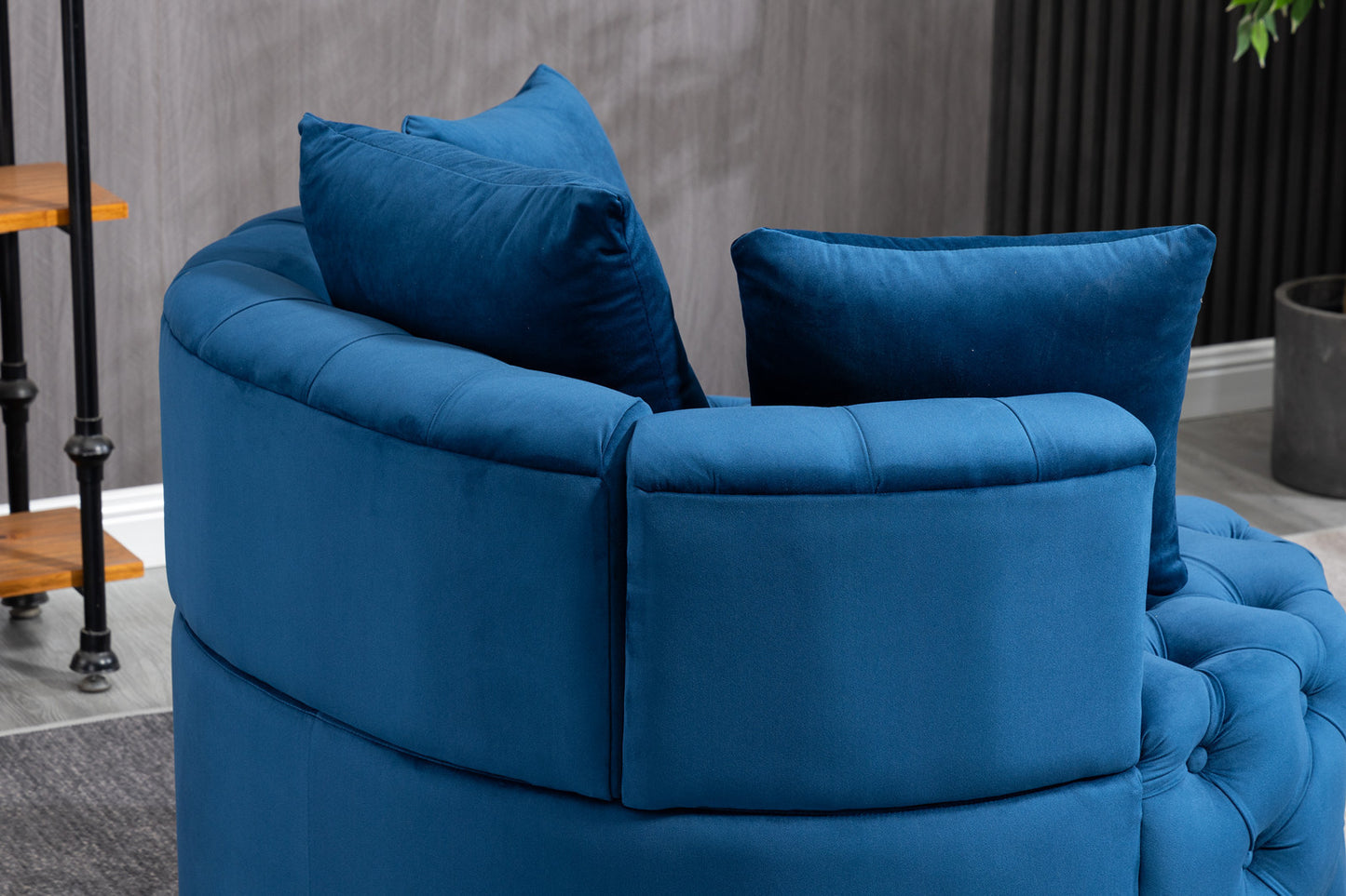 Classical Barrel Chair for Living Room: Modern Leisure Sofa Chair (Blue)