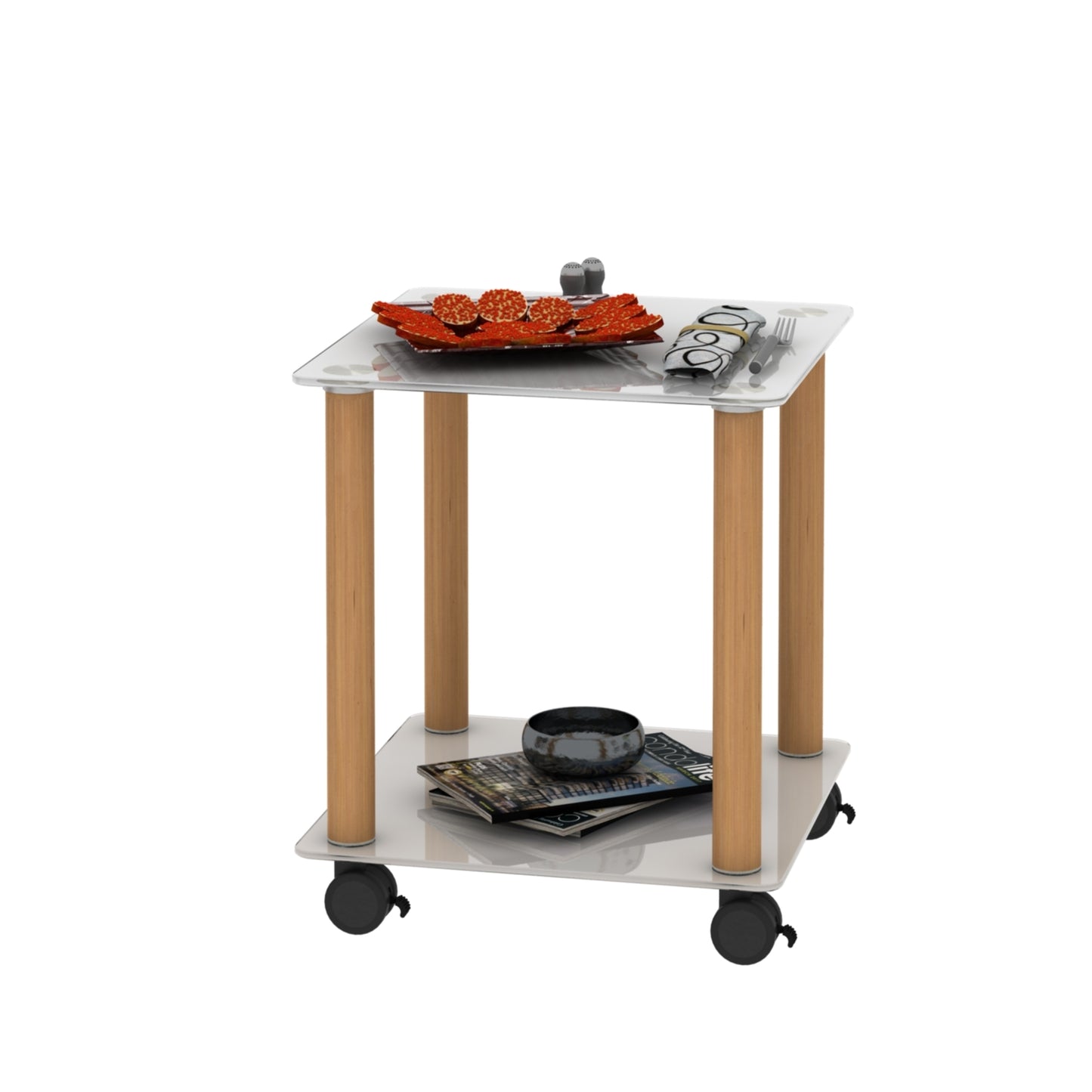 1-Piece White+Oak Side Table, 2-Tier Space End Table, Modern Night Stand | Sofa Table with Storage Shelf - Stylish, Functional, and Versatile Furniture for Living Room, Bedroom, or Office - Compact Size, Sleek Design, White and Oak Finish