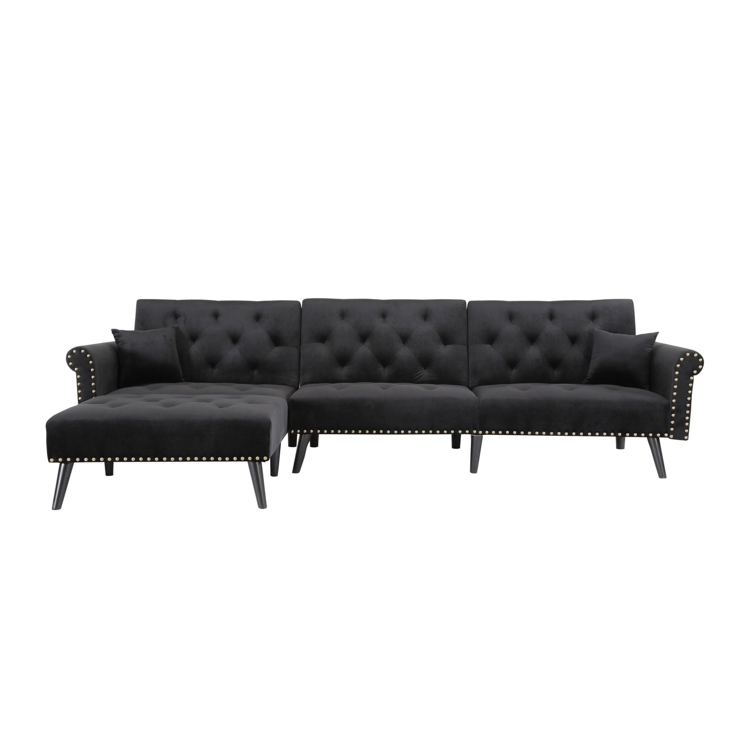 Convertible Sofa Bed Sleeper in Navy Black Velvet - Size Difference (W223S00869, W223S00706, W223S00457)