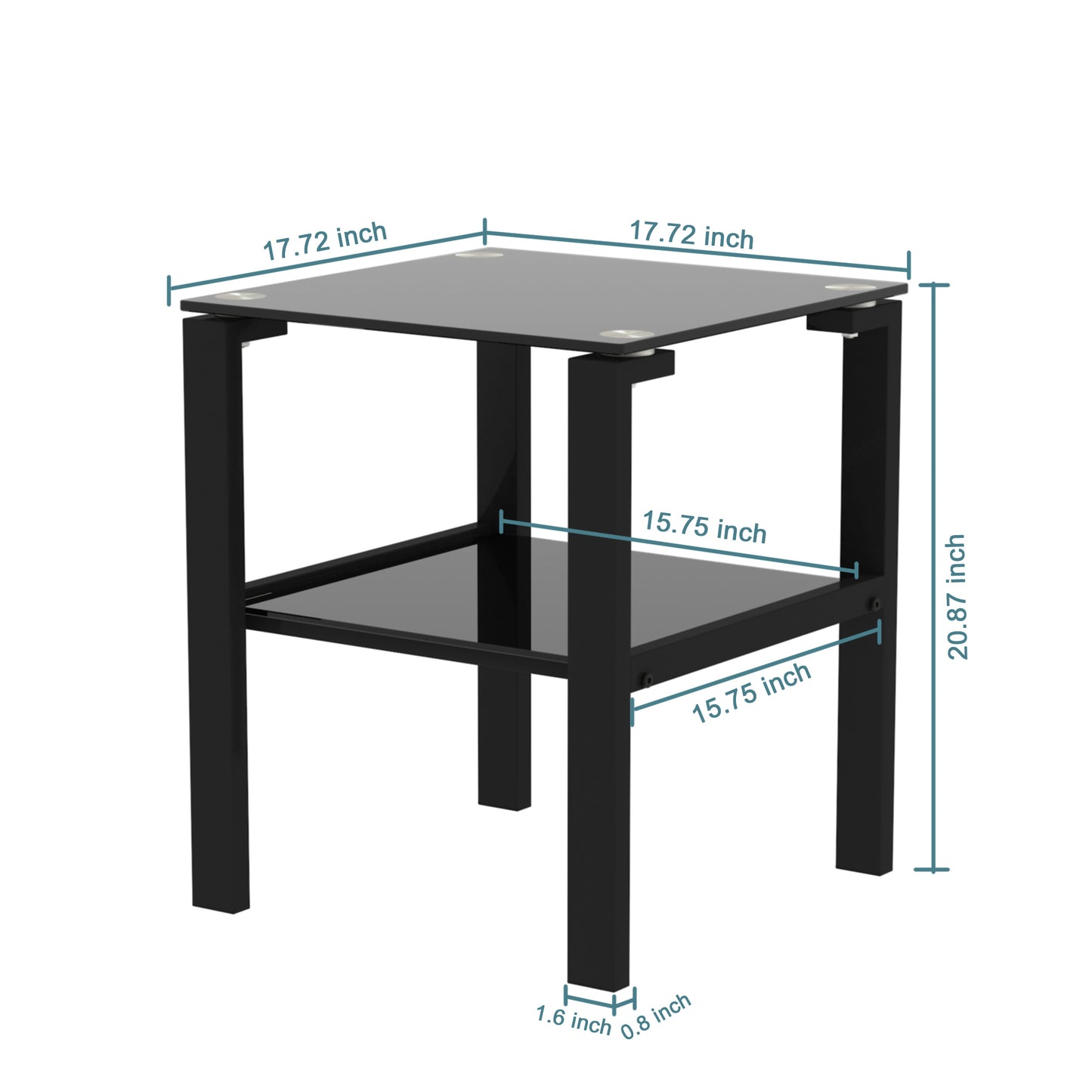 Black Glass Coffee Table, Clear Modern Side Center Table for Living Room Furniture - Sleek Design, Versatile Size