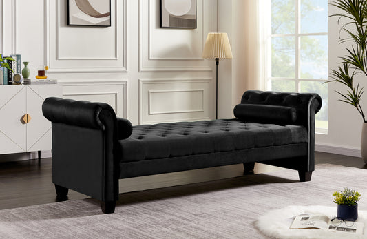 Black Rectangular Large Sofa Stool - 2038: Stylish, Comfortable, and Spacious Seating Solution