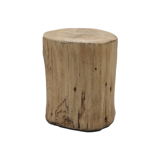 Outdoor Faux Wood Stump Side Table - Coffee Table, End Table, Accent Table - Round, Light Brown - Stylish and Durable for Outdoor Spaces