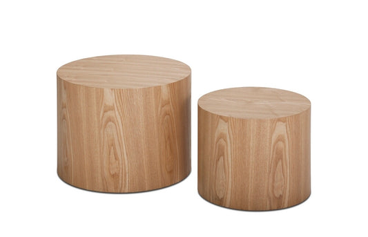 MDF Side Table/Coffee Table/End Table/Nesting Table Set of 2 with Oak Veneer for Living Room, Office, Bedroom - Sturdy and Stylish Furniture with Natural Oak Finish - Multiple Sizes Available