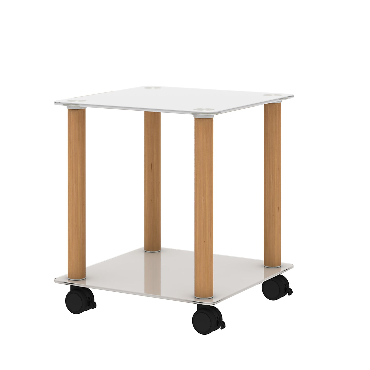 2-Piece White+Oak Side Table: Modern 2-Tier Space End Table with Storage Shelve for Sofa, Bedside or Living Room - Stylish, Sturdy Design (White+Oak, 2-Tier)