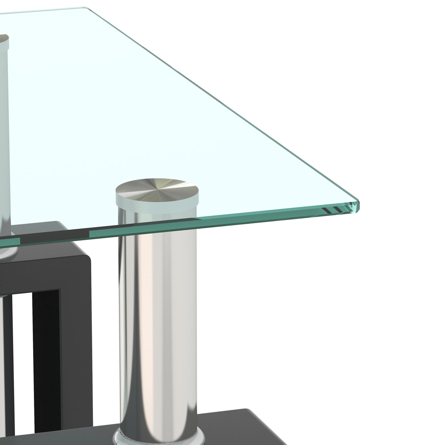 Set of 2 Modern Tempered Glass Tea Coffee End Table, Square Table for Living Room, Transparent/Black, Stylish & Functional