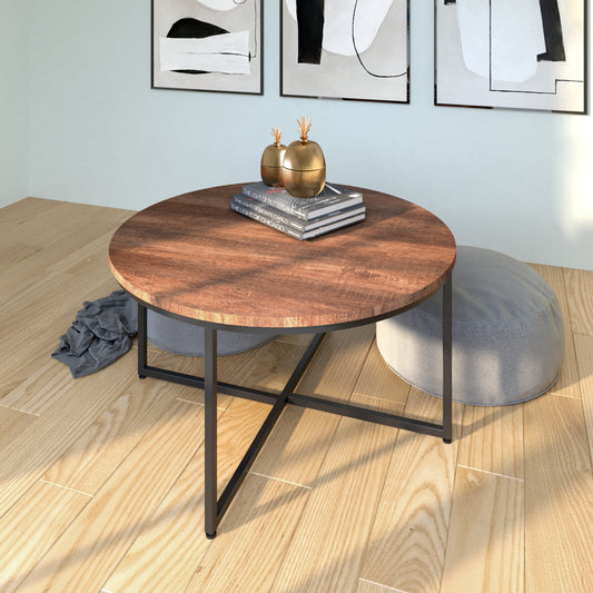 Round Coffee Table: Stylish Wood Design, Perfect for Small Spaces, Available in Multiple Colors and Sizes