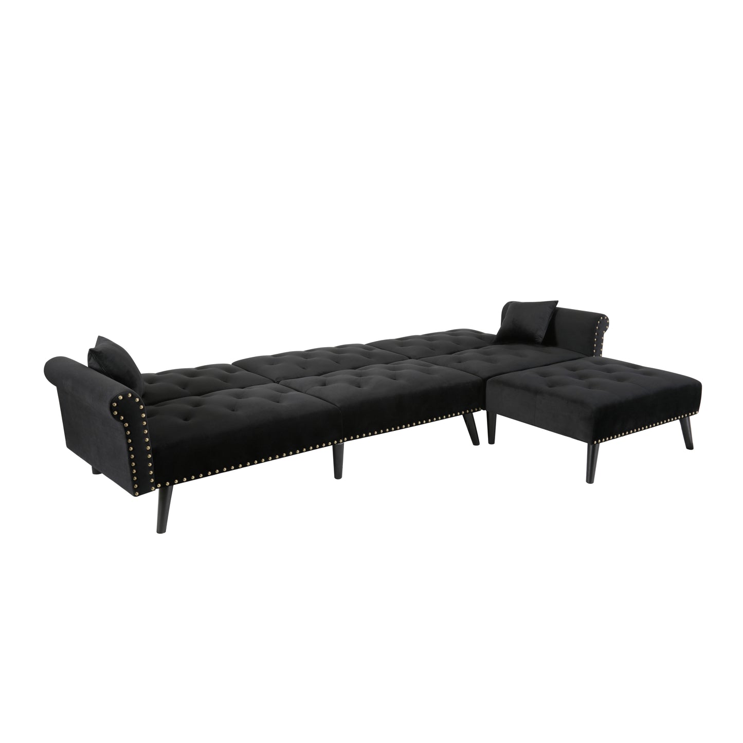 Convertible Sofa Bed Sleeper in Navy Black Velvet - Size Difference (W223S00869, W223S00706, W223S00457)