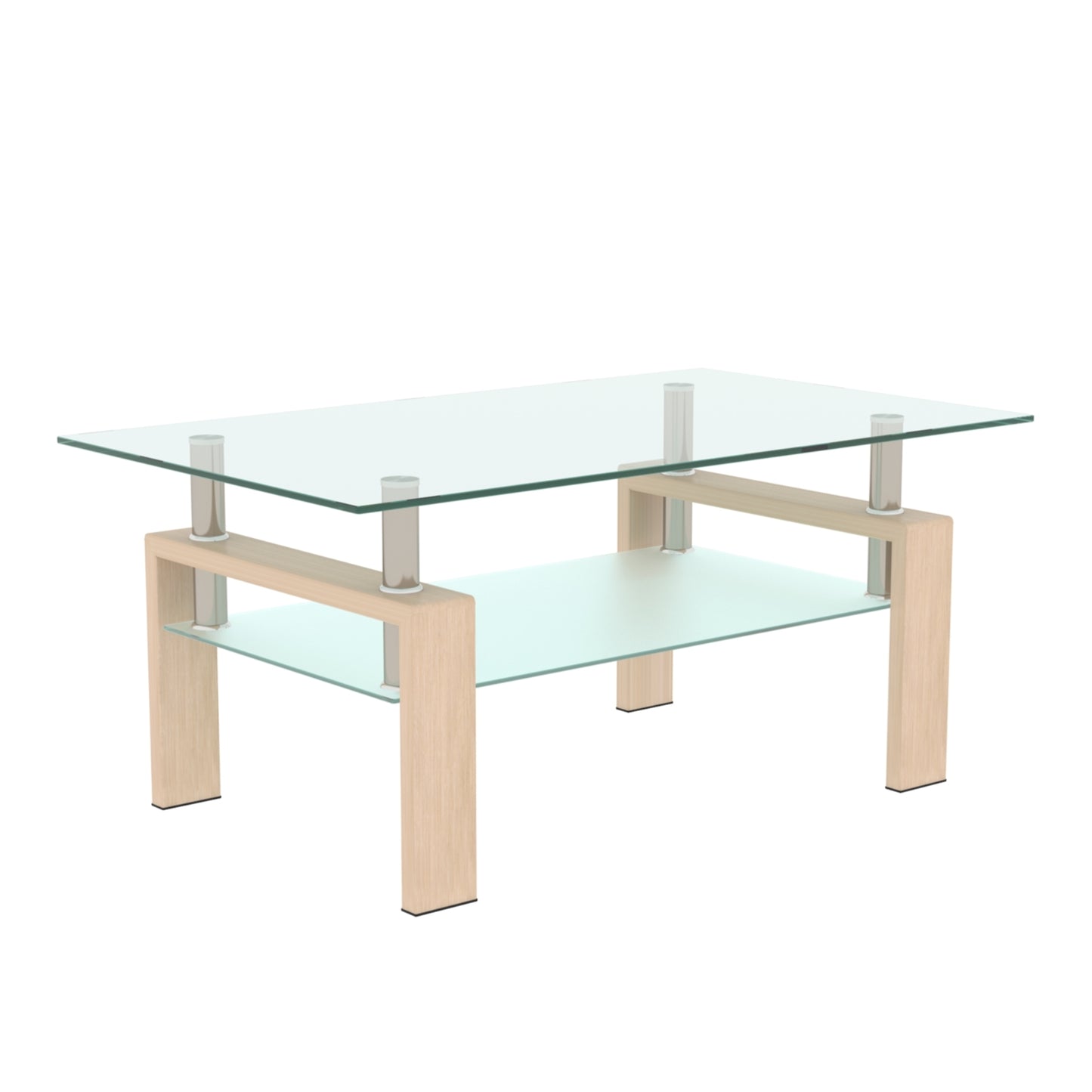 Rectangle Glass Coffee Table - Clear Modern Side Center Tables for Living Room Furniture - Sleek Design, Versatile Size