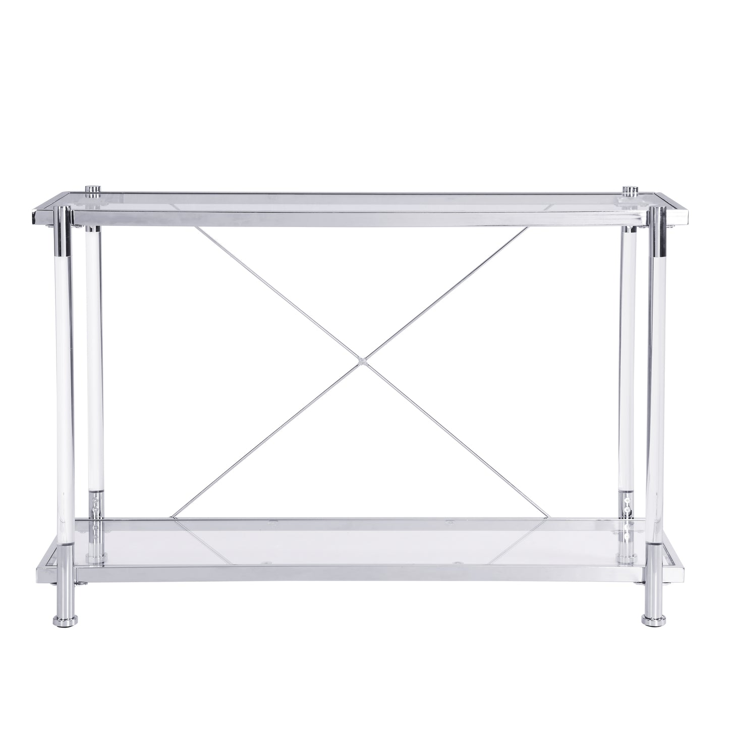 Acrylic Glass Side Table: Chrome Sofa Table, Console Table for Living Room & Bedroom - Sleek, Modern Design with Chrome Finish - Perfect for Any Space - Available in Multiple Colors and Sizes