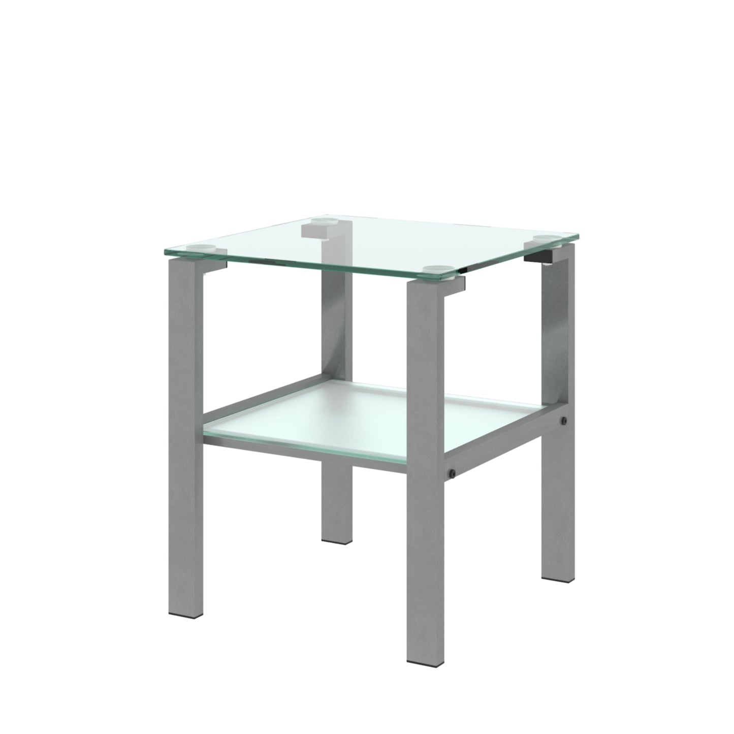 Glass Two Layer Tea Table - Small Round Bedroom Corner & Living Room Side Table - Grey, 220 Letters Max