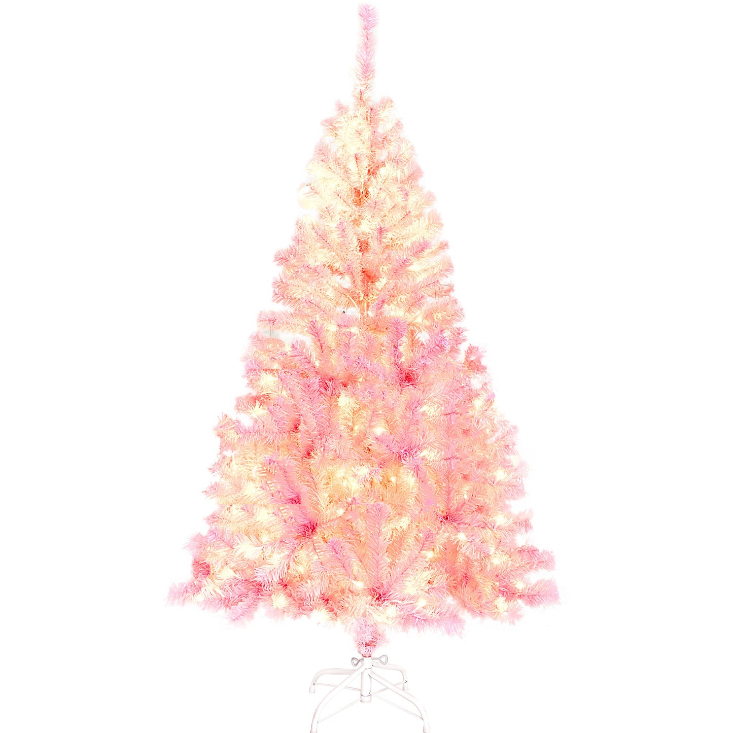 Pre-lit Artificial Christmas 2-Piece Set: 5FT Pink Tree & 6ft Garland - Xmas Decor with Sparkling Lights & Festive Ambience