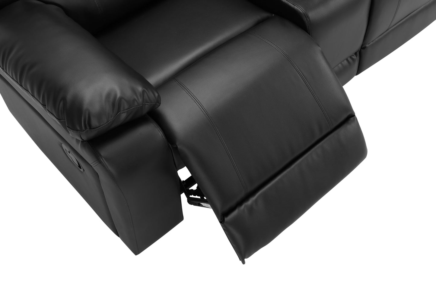 Motion Sofa Black - Reclining, Comfortable, and Stylish Seating Solution - Luxurious Faux Leather Upholstery - Generous Size for Ultimate Relaxation - W223S00028