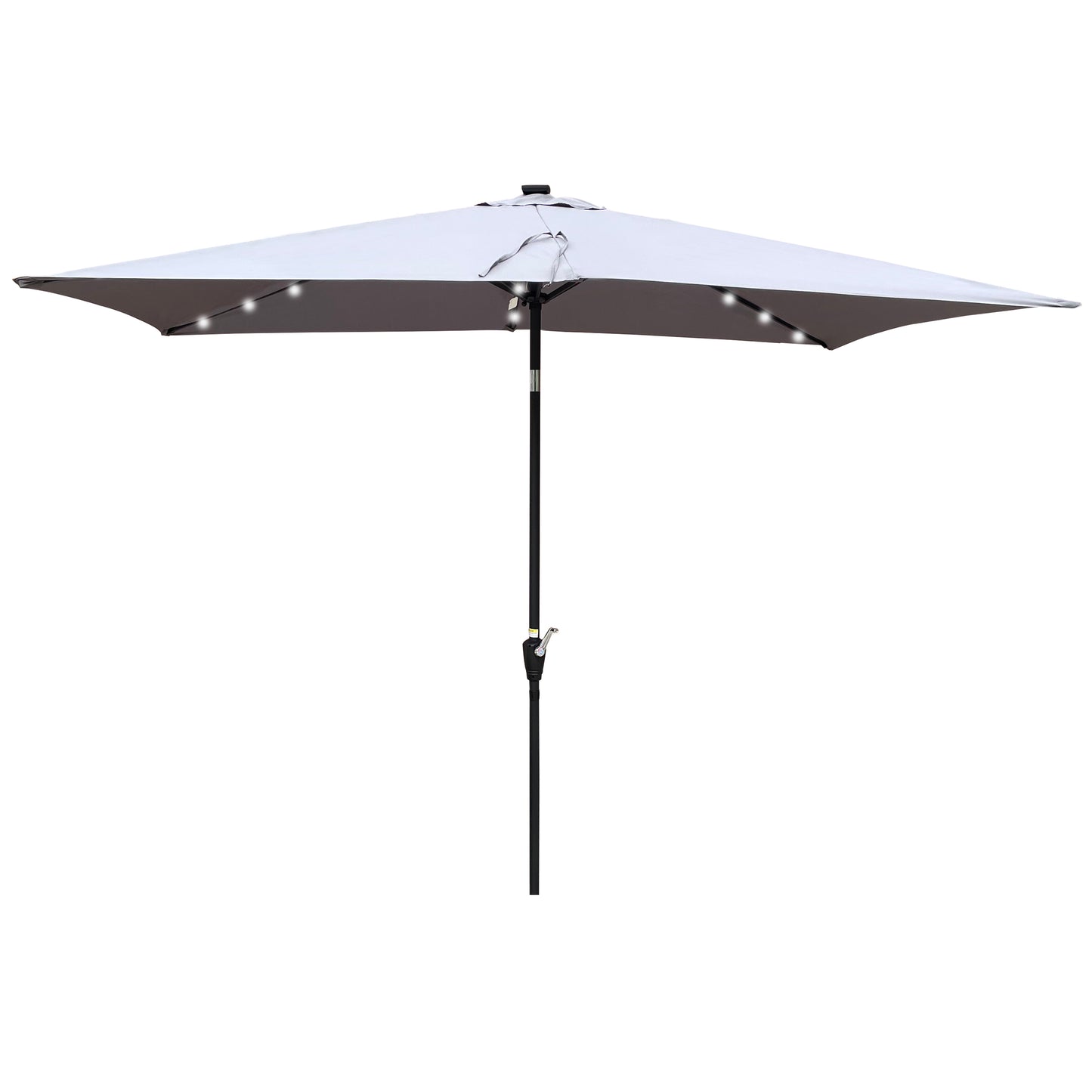 10 x 6.5t Rectangular Patio Solar LED Lighted Outdoor Umbrellas with Crank and Push Button Tilt - Ideal for Garden, Backyard, and Pool Areas - Available in Various Colors and Sizes