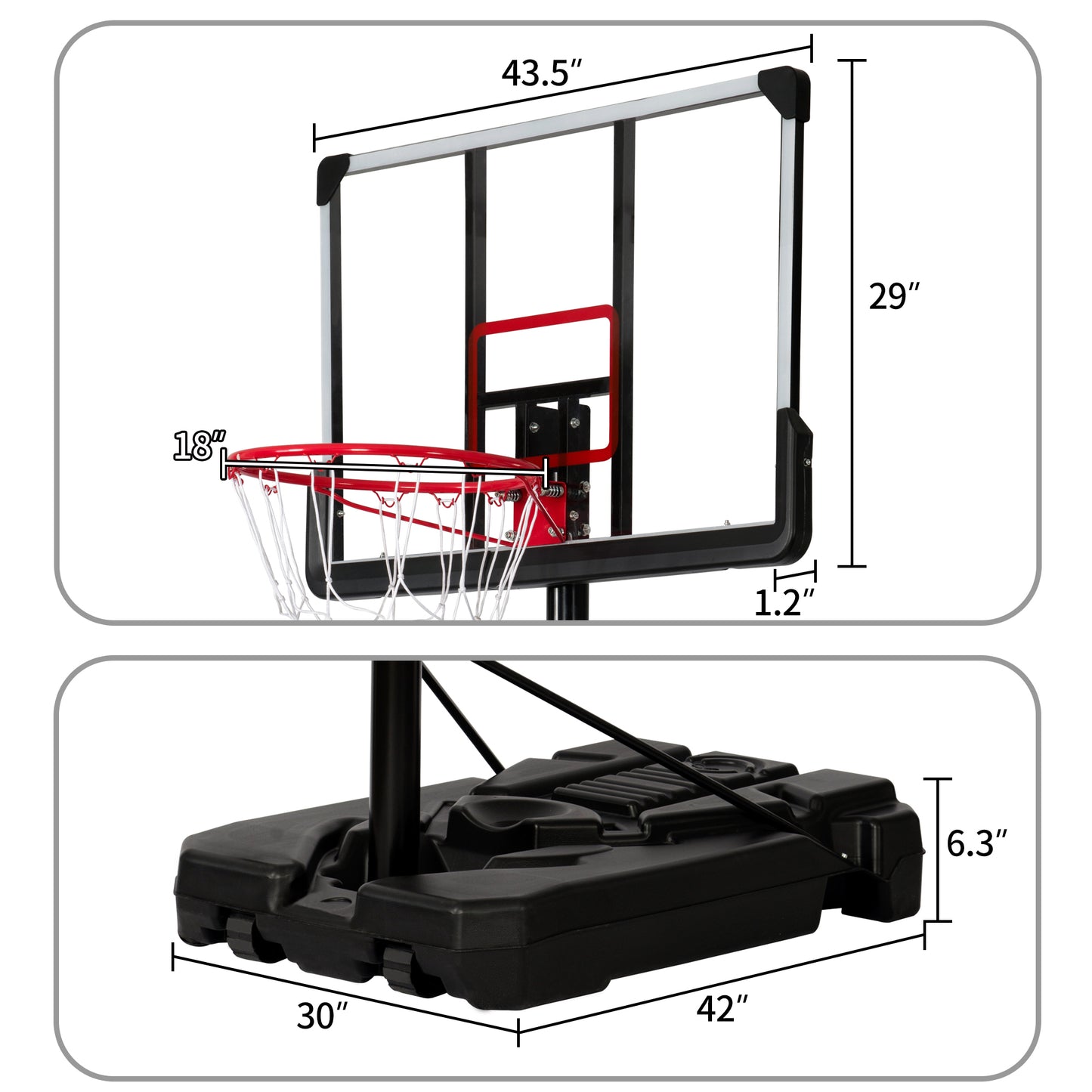 Portable Basketball Hoop & Goal, Outdoor Basketball System | 6.6-10ft Height Adjustment for Youth & Adults | Durable & Adjustable | Weather-resistant | Easy Assembly | Various Colors & Sizes