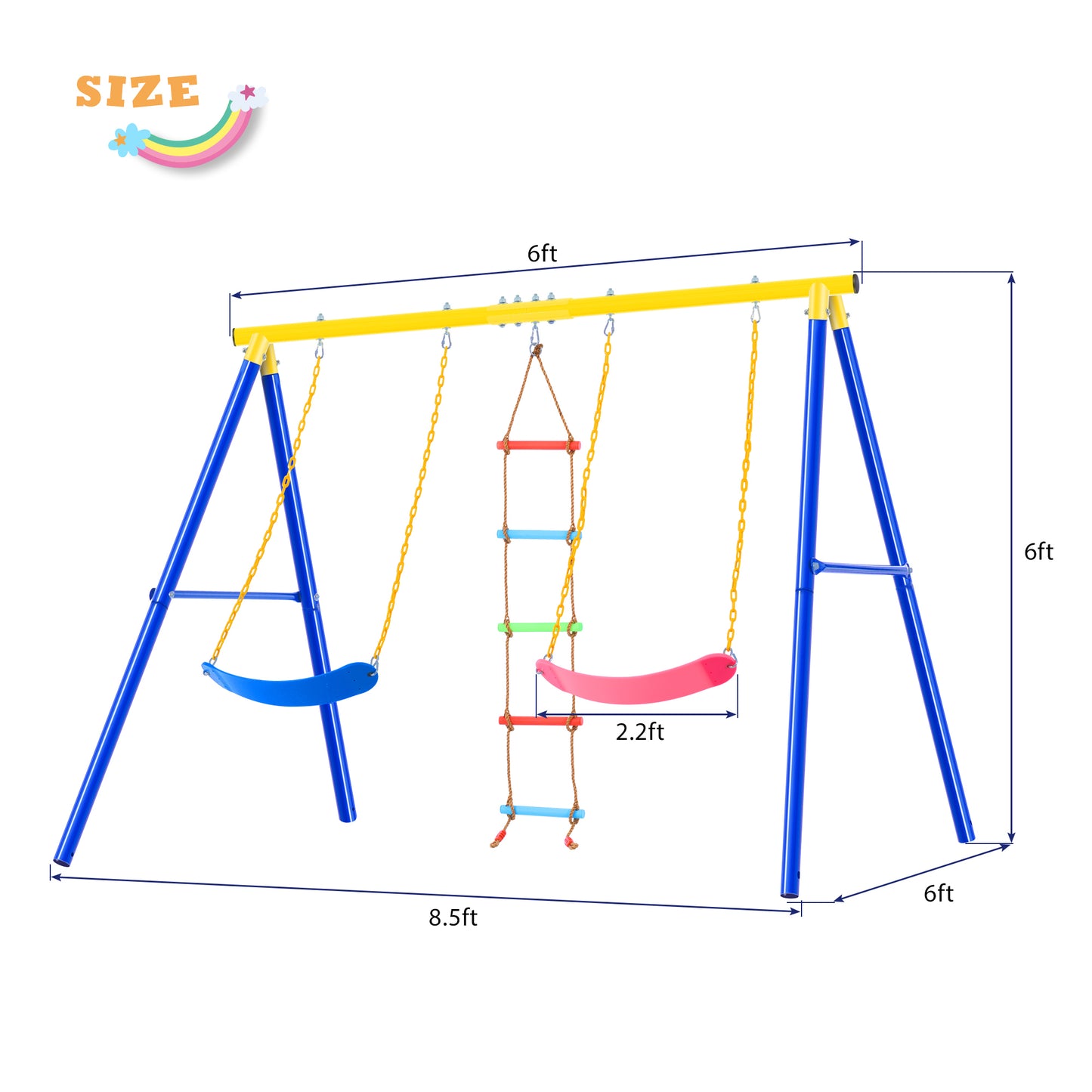 Outdoor Toddler Swing Set for Backyard - Playground Swing Sets with Climbing Ladder - Swing and Climbing Playset for Kids - Durable and Safe - Ideal for Active Outdoor Play - Suitable for Ages 1-5 - Available in Various Colors and Sizes