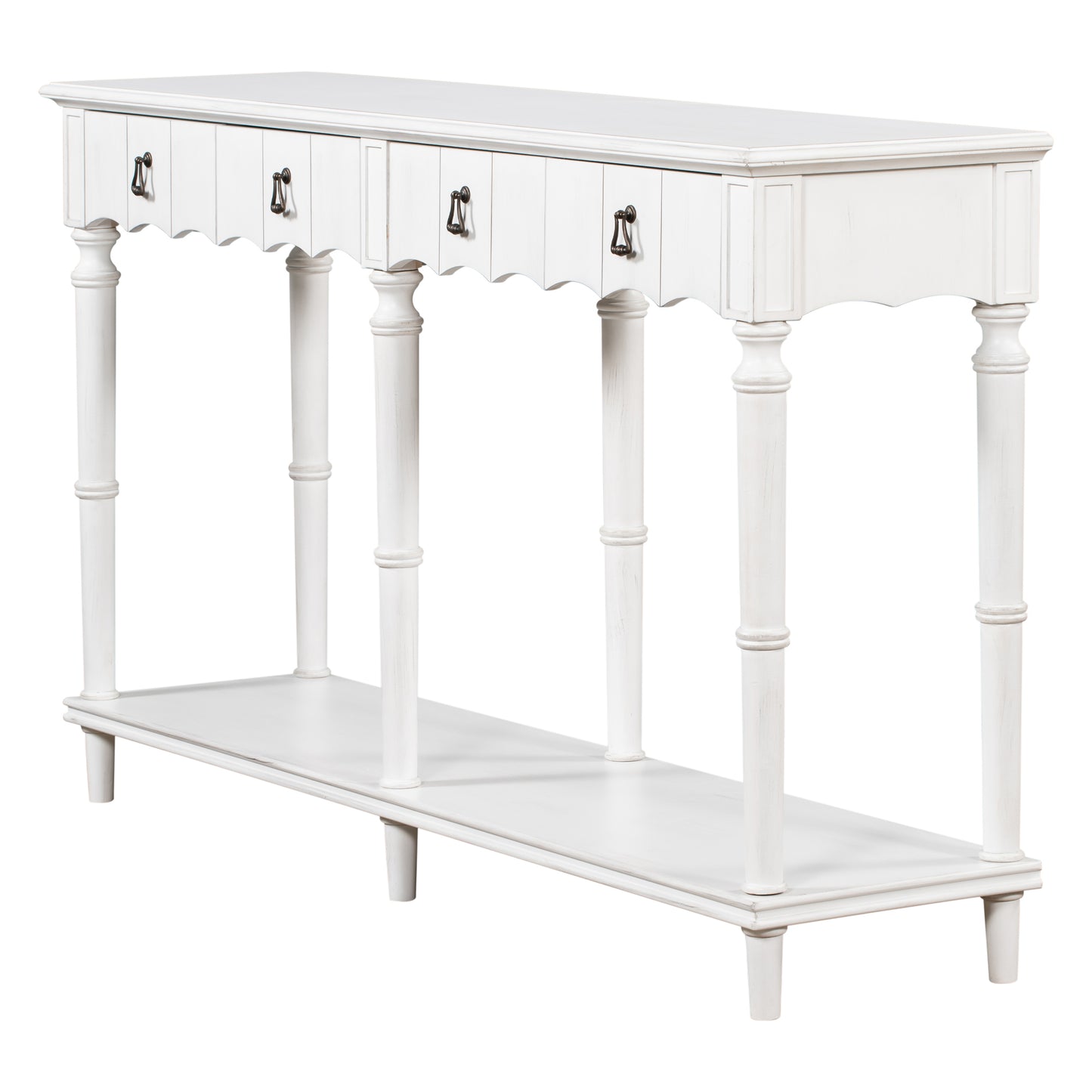 U-Style Console Table with 4 Front-Facing Storage Drawers and 1 Shelf – Ideal for Hallway, Living Room, or Bedroom – Classic Design with Ample Storage Space – Available in Various Colors and Sizes