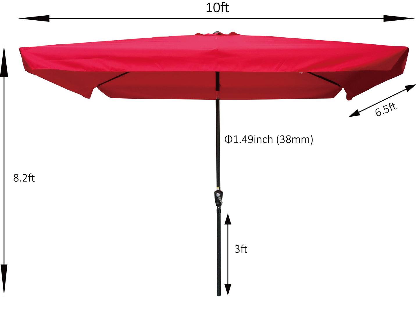 10 x 6.5ft Rectangular Patio Umbrella Outdoor Market Umbrellas with Crank and Push Button Tilt for Garden Swimming Pool Market - Efficient and Durable Shade Solution with Easy Operation and Adjustable Tilt | Various Colors and Sizes Available