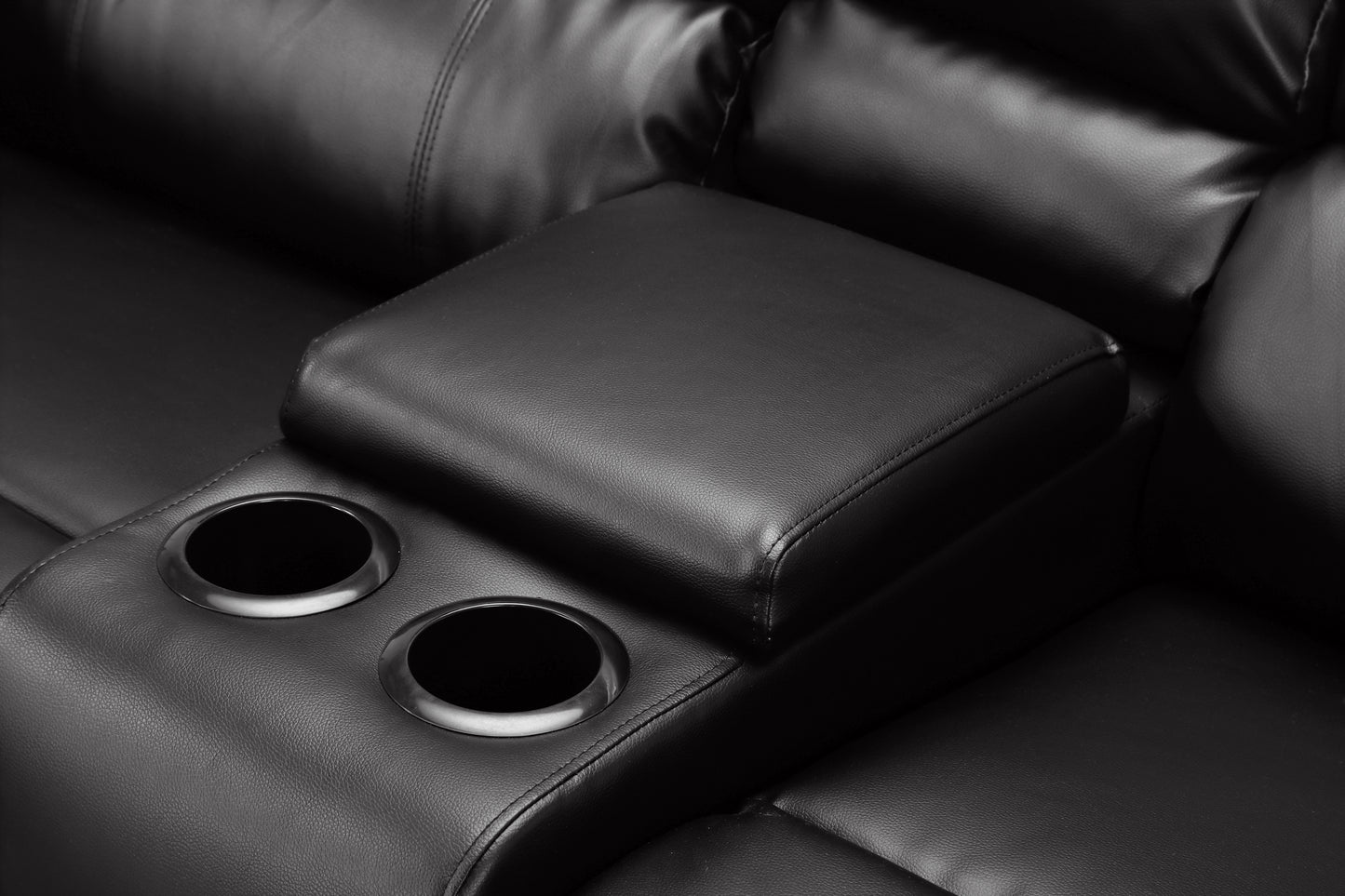 Motion Sofa Black - Reclining, Comfortable, and Stylish Seating Solution - Luxurious Faux Leather Upholstery - Generous Size for Ultimate Relaxation - W223S00028