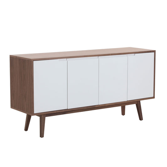 Modern Sideboard with 4 Door, Buffet Cabinet, Storage Cabinet, Anti-Topple Design, Large Countertop Walnut