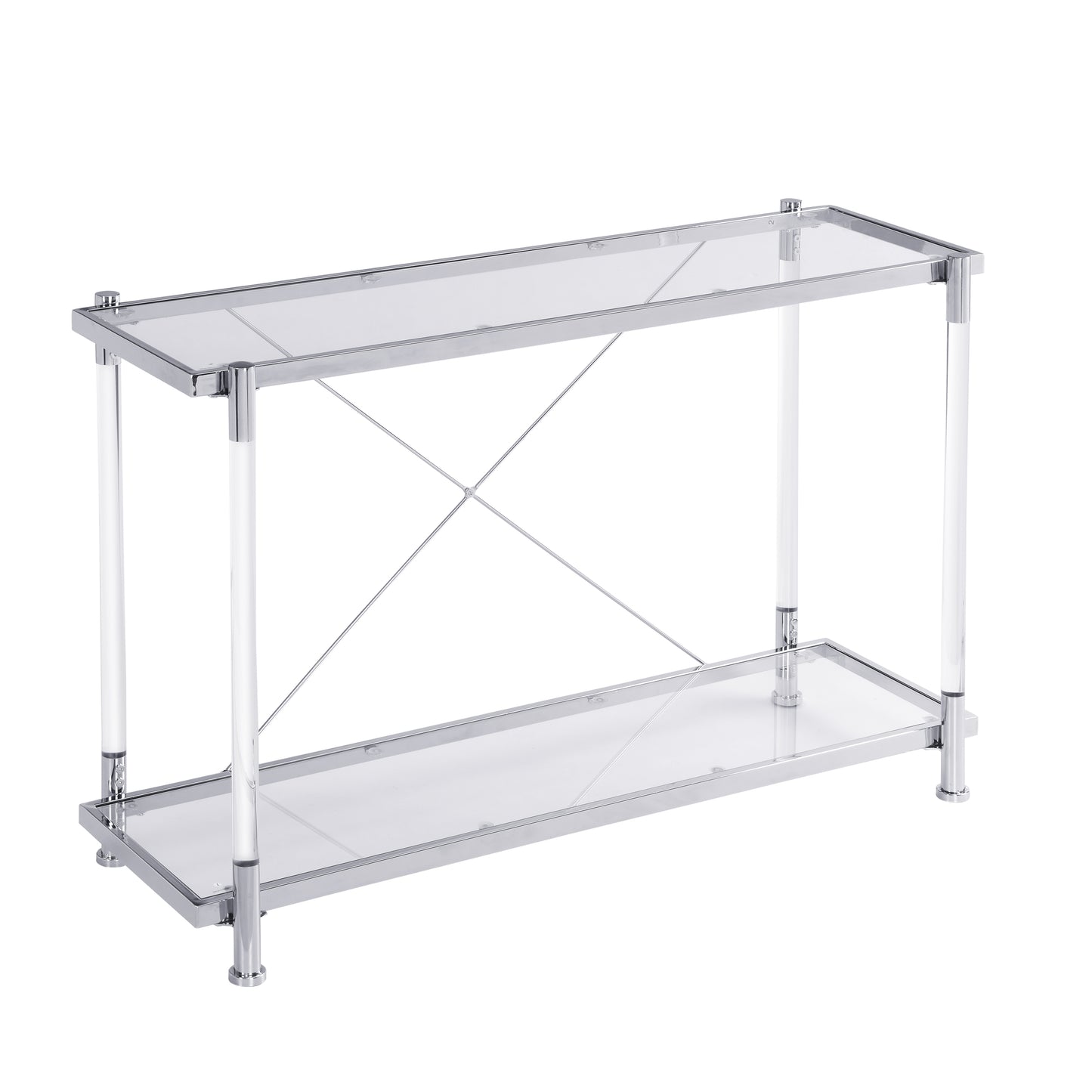 Acrylic Glass Side Table: Chrome Sofa Table, Console Table for Living Room & Bedroom - Sleek, Modern Design with Chrome Finish - Perfect for Any Space - Available in Multiple Colors and Sizes