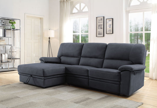 Trifora Reclining Storage Sectional Sofa: Dark Gray Fabric, ACME 51605