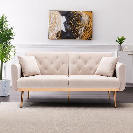 Velvet Accent Sofa with Rose Gold Metal Feet - Stylish Loveseat Sofa, Elegant Design, Rose Gold Accents, Multiple Colors and Sizes Available