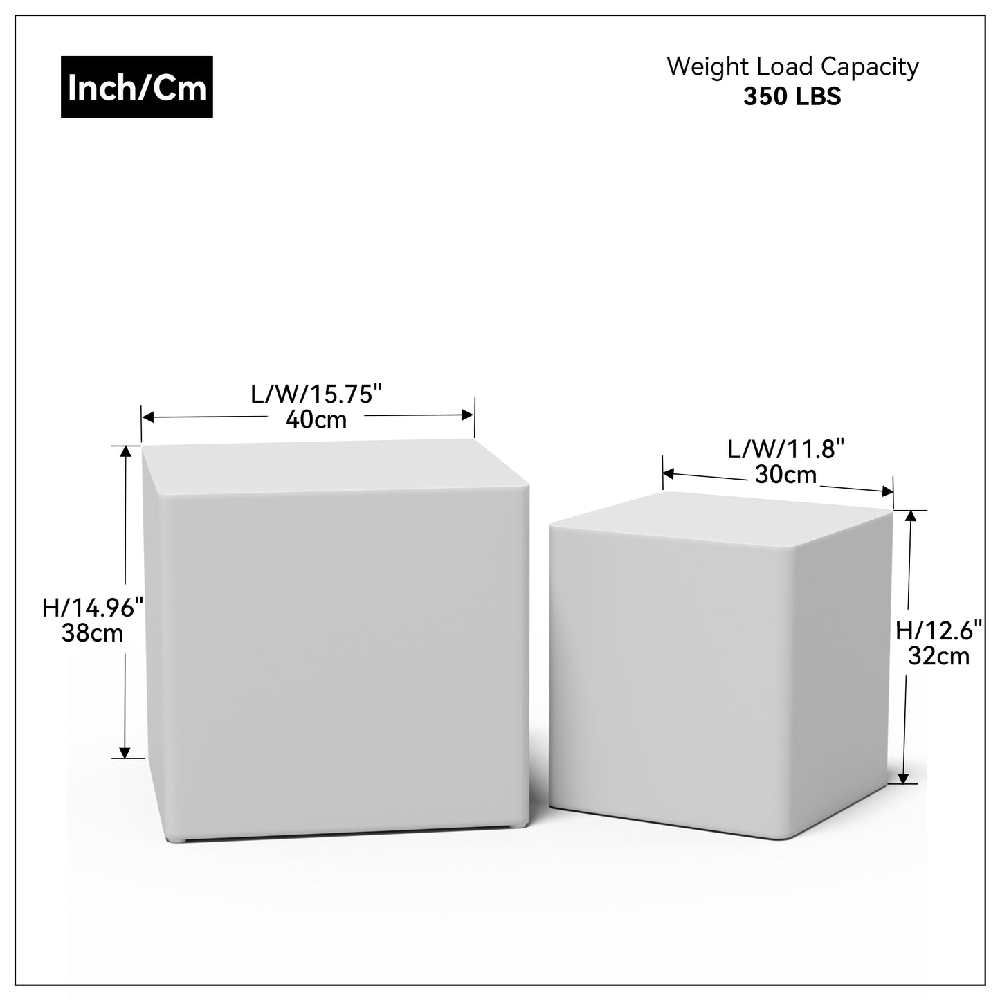 MDF Nesting Side Table for Living Room, Office, Bedroom - White, Modern Design, Space-Saving, Multipurpose Furniture