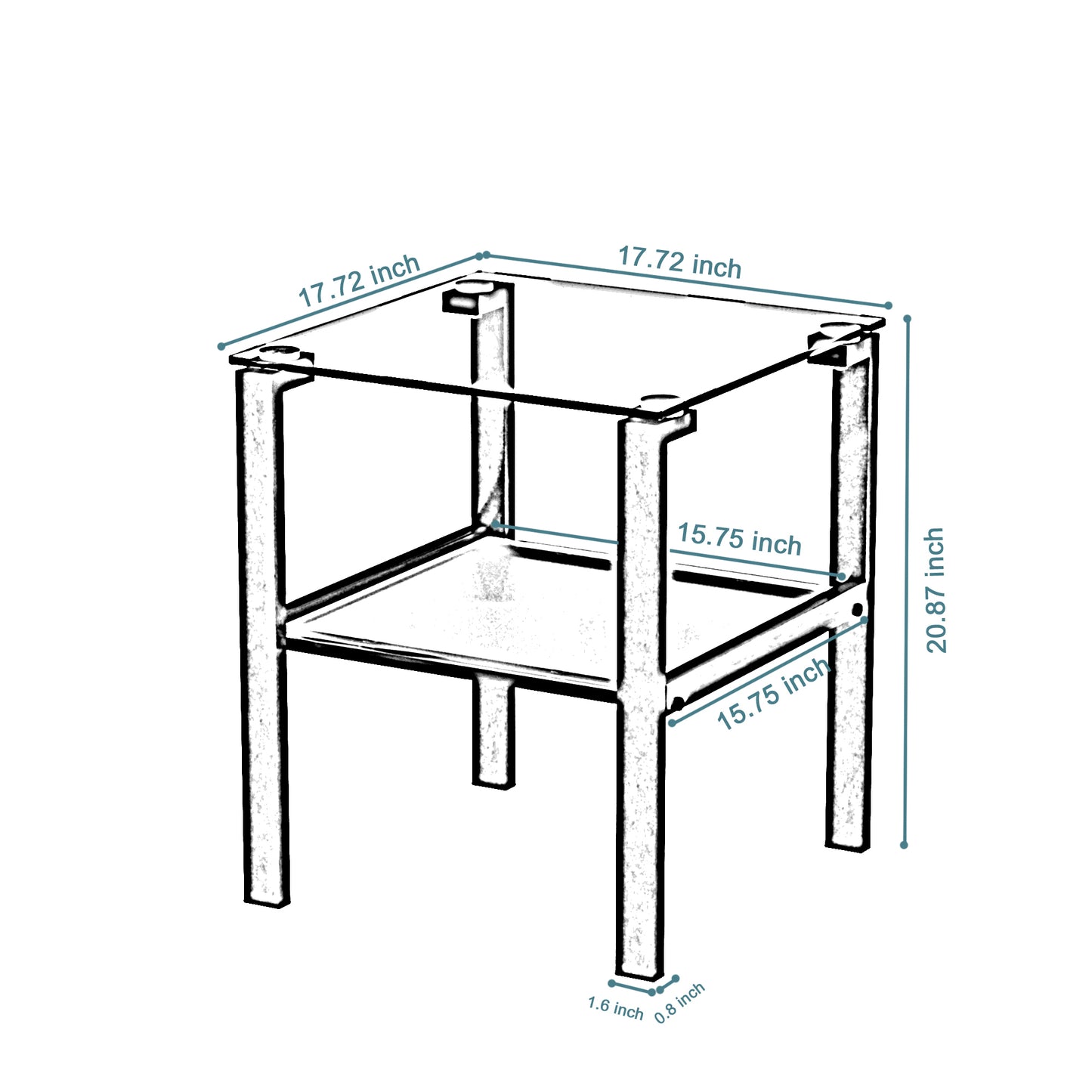 Glass Two Layer Tea Table - Small Round Bedroom Corner & Living Room Side Table - Grey, 220 Letters Max