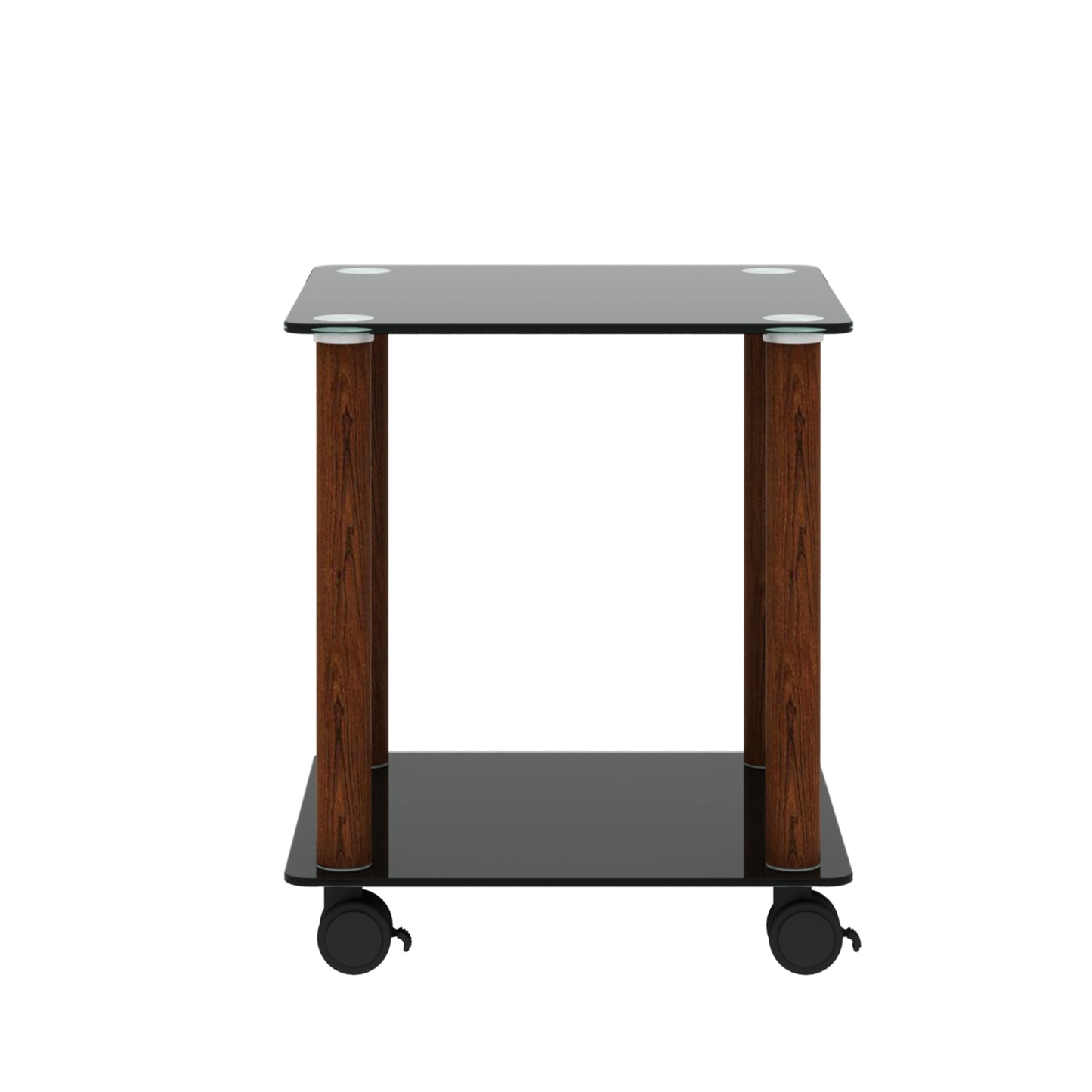 1-Piece Black + Walnut Side Table | 2-Tier Space End Table | Modern Night Stand | Sofa table | Side Table with Storage Shelf