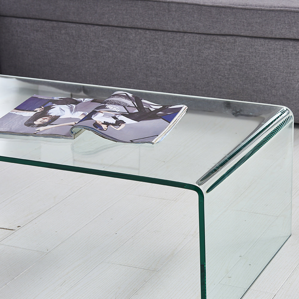 Tempered Clear Glass Coffee Table: Sleek Living Room Accent with Timeless Appeal