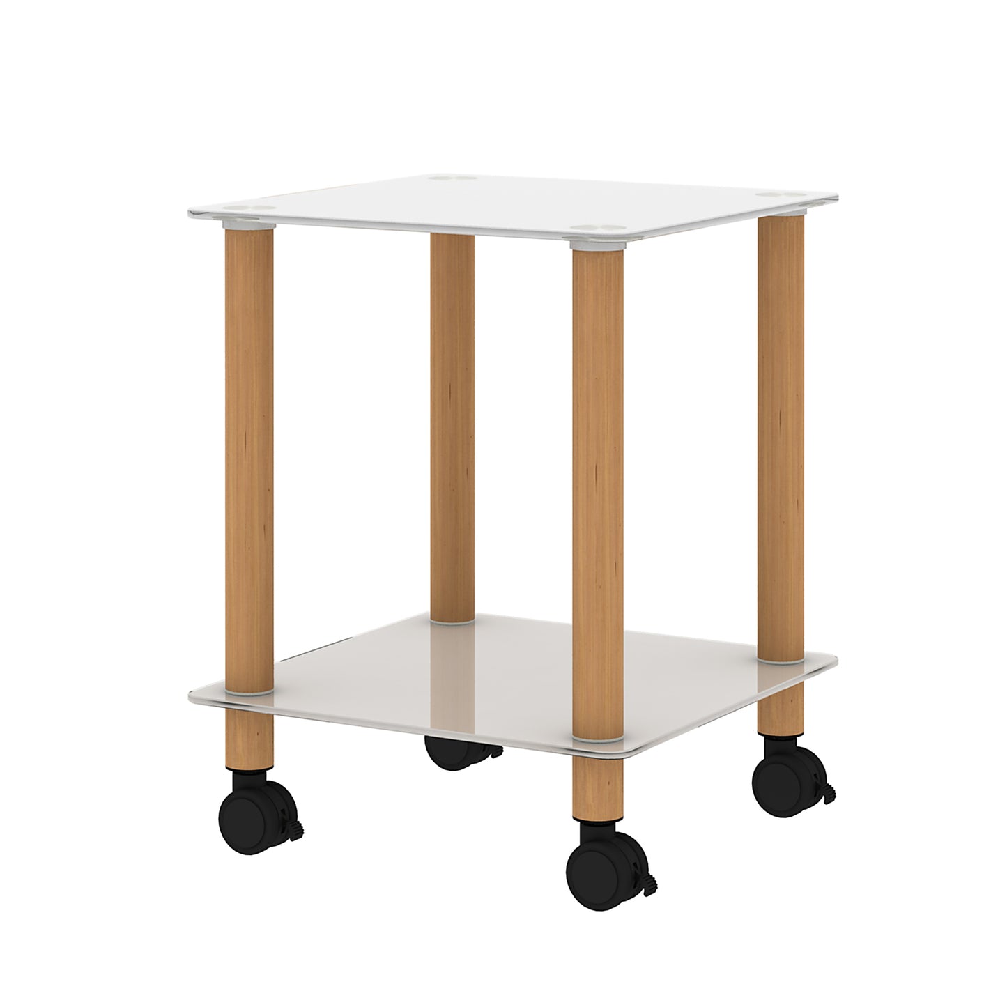 1-Piece White+Oak Side Table, 2-Tier Space End Table, Modern Night Stand | Sofa Table with Storage Shelf - Stylish, Functional, and Versatile Furniture for Living Room, Bedroom, or Office - Compact Size, Sleek Design, White and Oak Finish