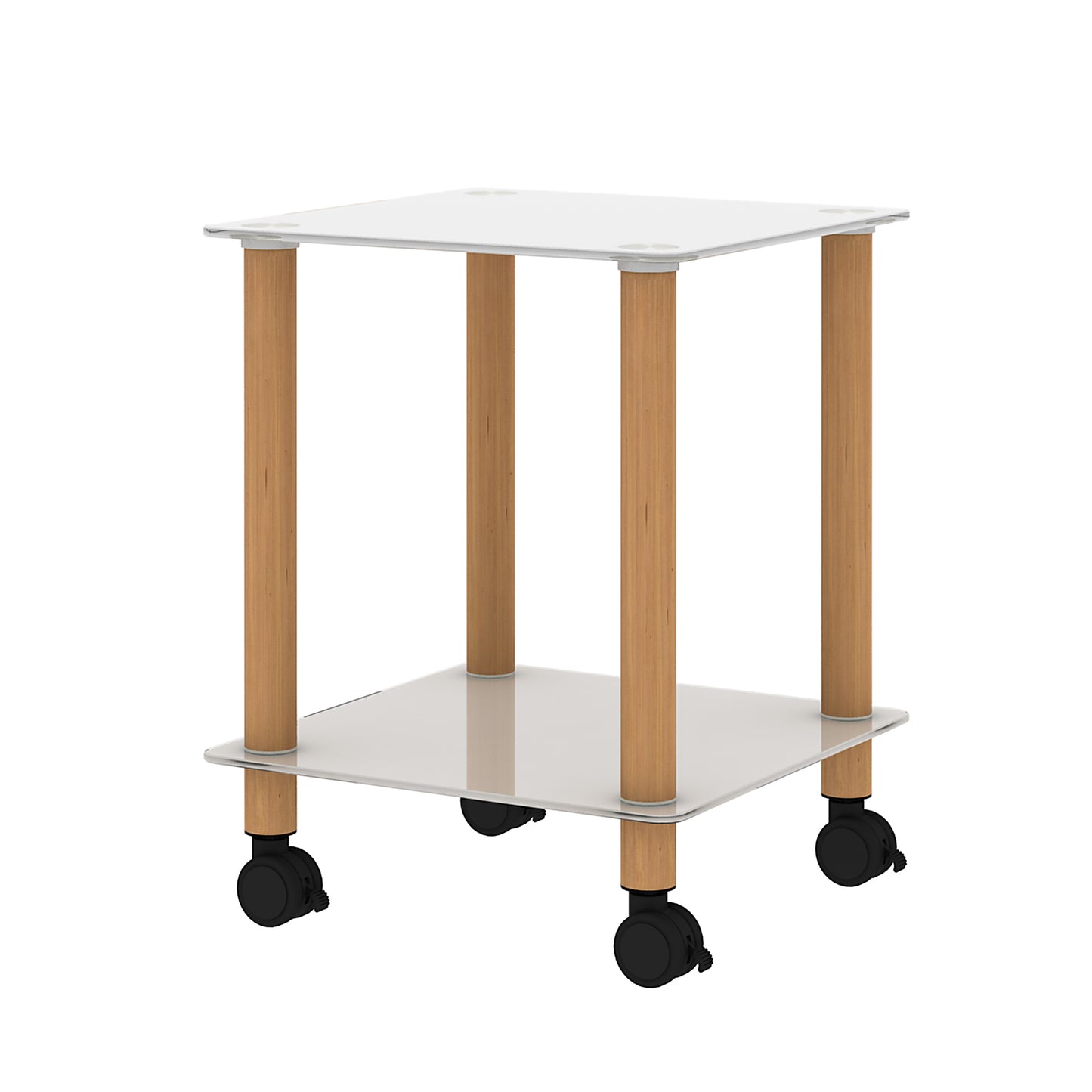 2-Piece White+Oak Side Table: Modern 2-Tier Space End Table with Storage Shelve for Sofa, Bedside or Living Room - Stylish, Sturdy Design (White+Oak, 2-Tier)