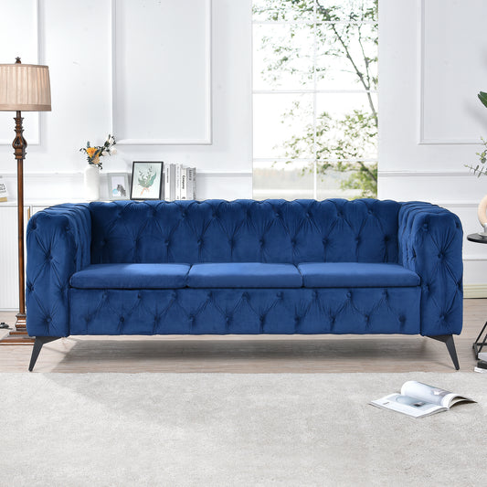 84.06" Traditional Square Arm 3 Seater Sofa with Removable Cushion - Classic Design, Wide Width, Various Colors Available