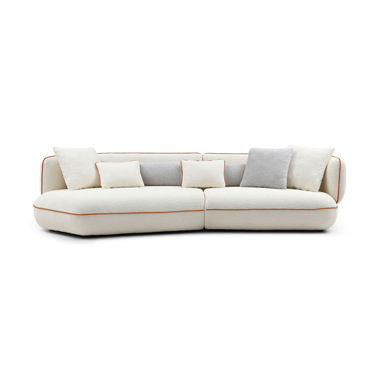 Stylish Section Sofa with Contrast Color Stitching Design - Curved Sofa Beige: Ingenious, Elegant, and Comfy!