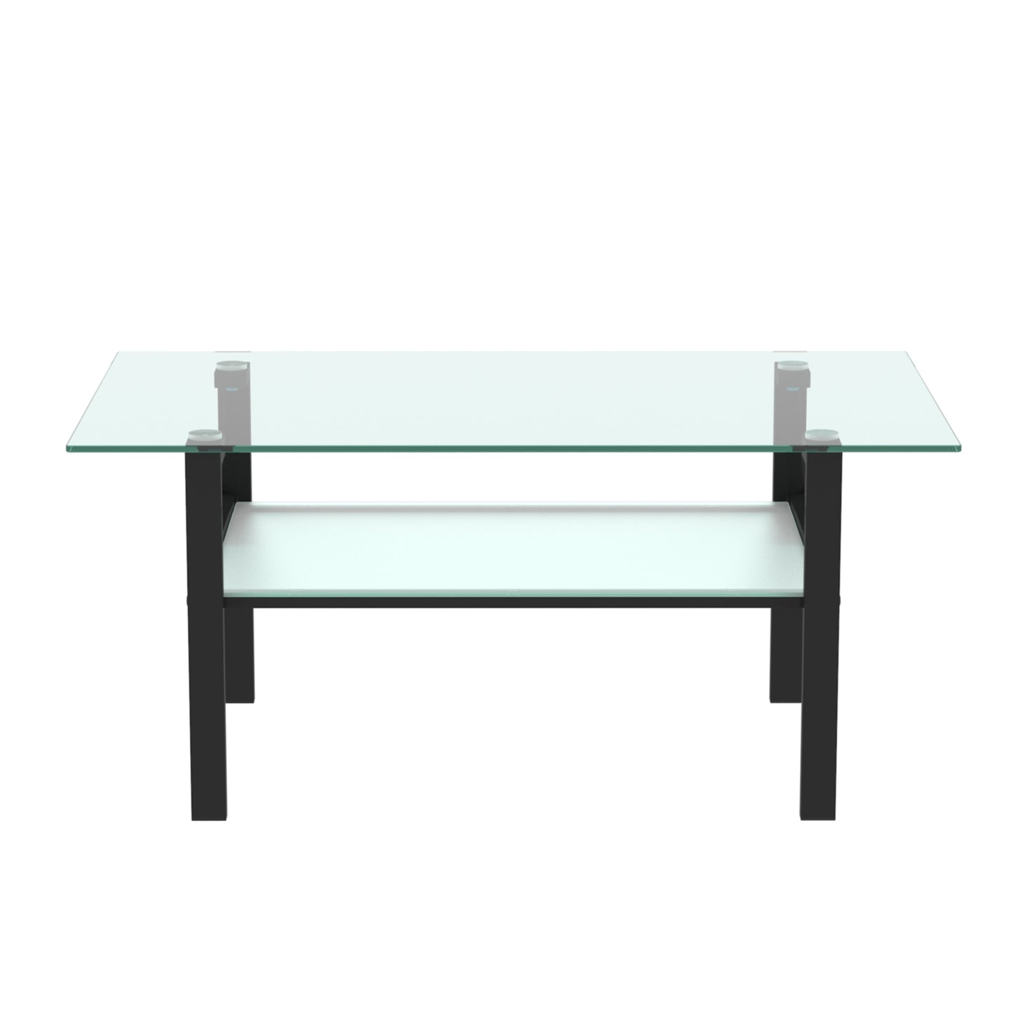 Transparent Glass Black Coffee Table - Modern Simple Living Room Side Center Table - Sleek Design, Versatile Size