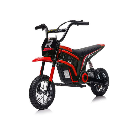 Kids Ride On 24V Electric Toy Motocross Motorcycle Dirt Bike - XXL, Age 8-12, Speeds up to 14.29MPH, Dual Suspension, Hand-Operated Dual Brakes, Twist Grip Throttle, Authentic Motocross Bike Geometry, Black