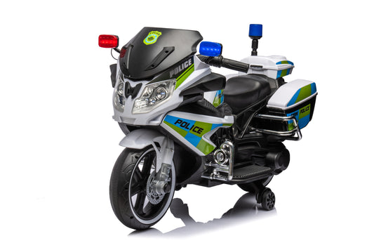 Kids Ride on Police Motorcycle, 12V Electric for Toddler, Forward/Reverse, Music - Perfect Gift for Boys and Girls, Red & Blue.