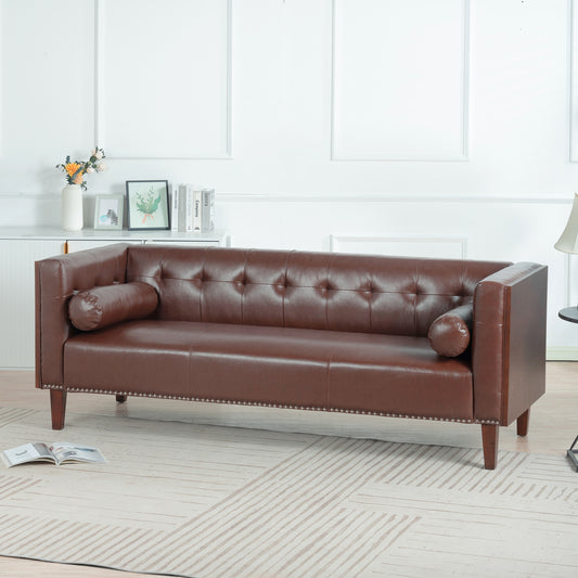 78.74" Wooden Decorated Arm 3 Seater Sofa: Luxurious, Sturdy, and Spacious Furniture for Your Living Space