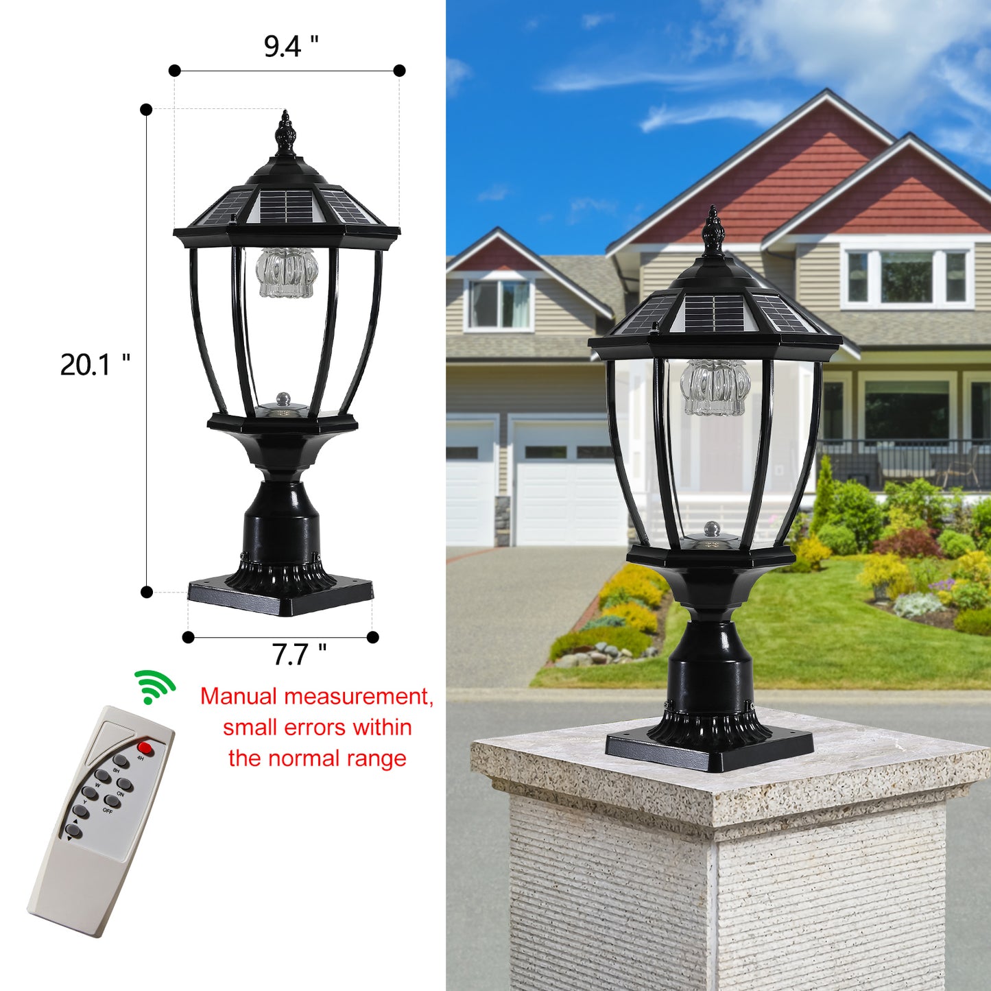 Solar Column Headlights With Dimmable LED - Efficient Outdoor Lighting Solution with Adjustable Brightness and Stylish Design