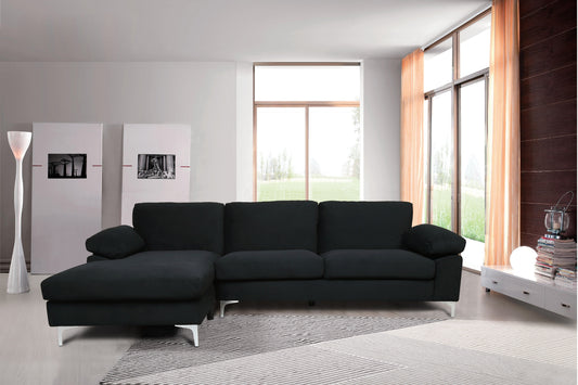 Sectional Sofa: Black Velvet, Left Hand Facing, Size Difference - See Details in Page (W223S00713, W223S00428)