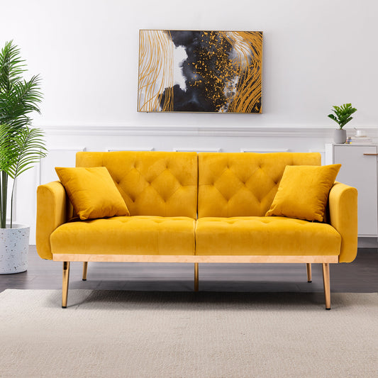 COOLMORE Velvet Sofa: Accent Loveseat with Rose Gold Metal Feet - Elegant and Stylish Upholstered Seating for Your Home Décor