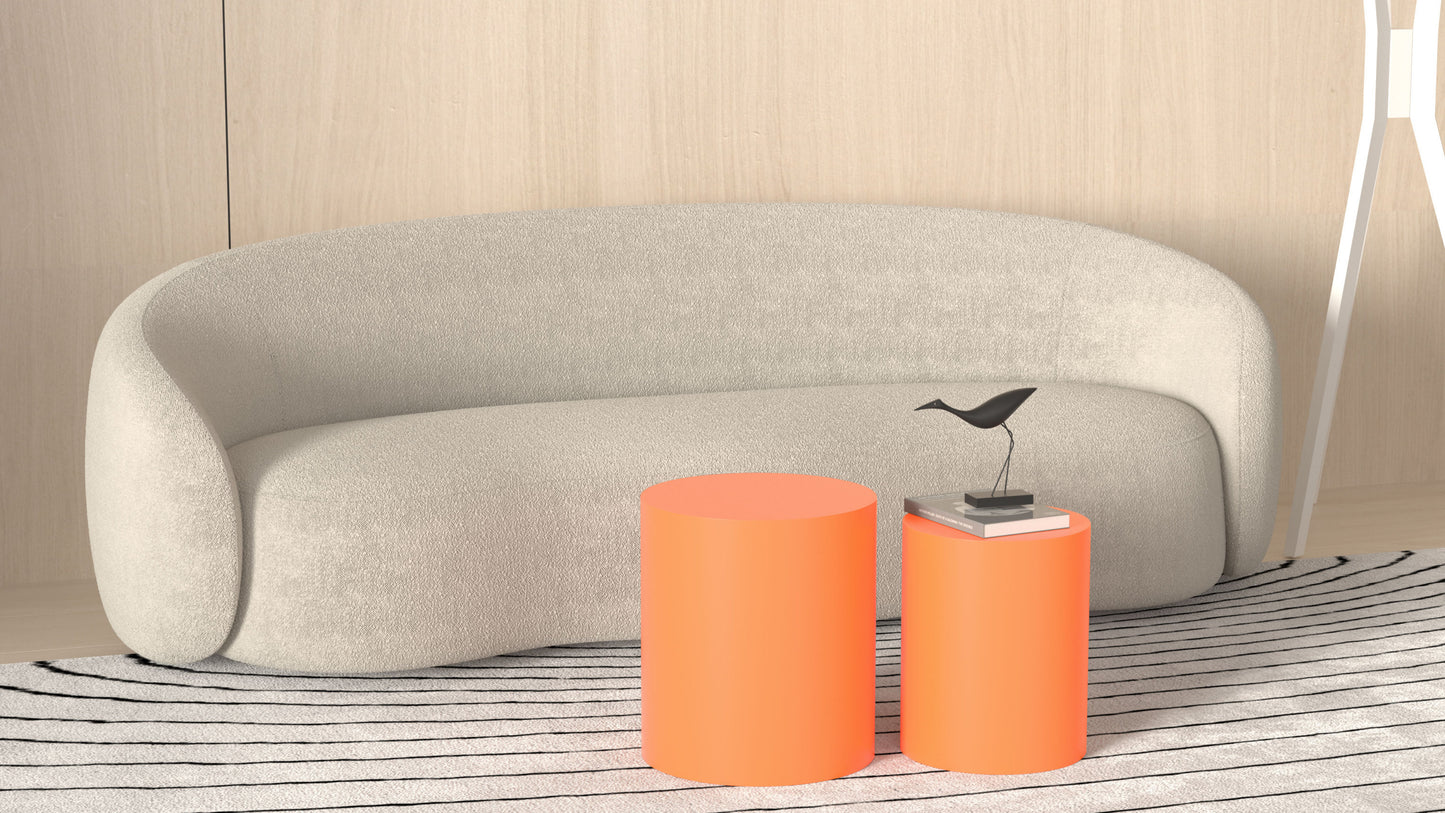 Upgrade MDF Nesting Table Set of 2: Multifunctional for Living Room, Small Space, Goods Display - Bright Orange