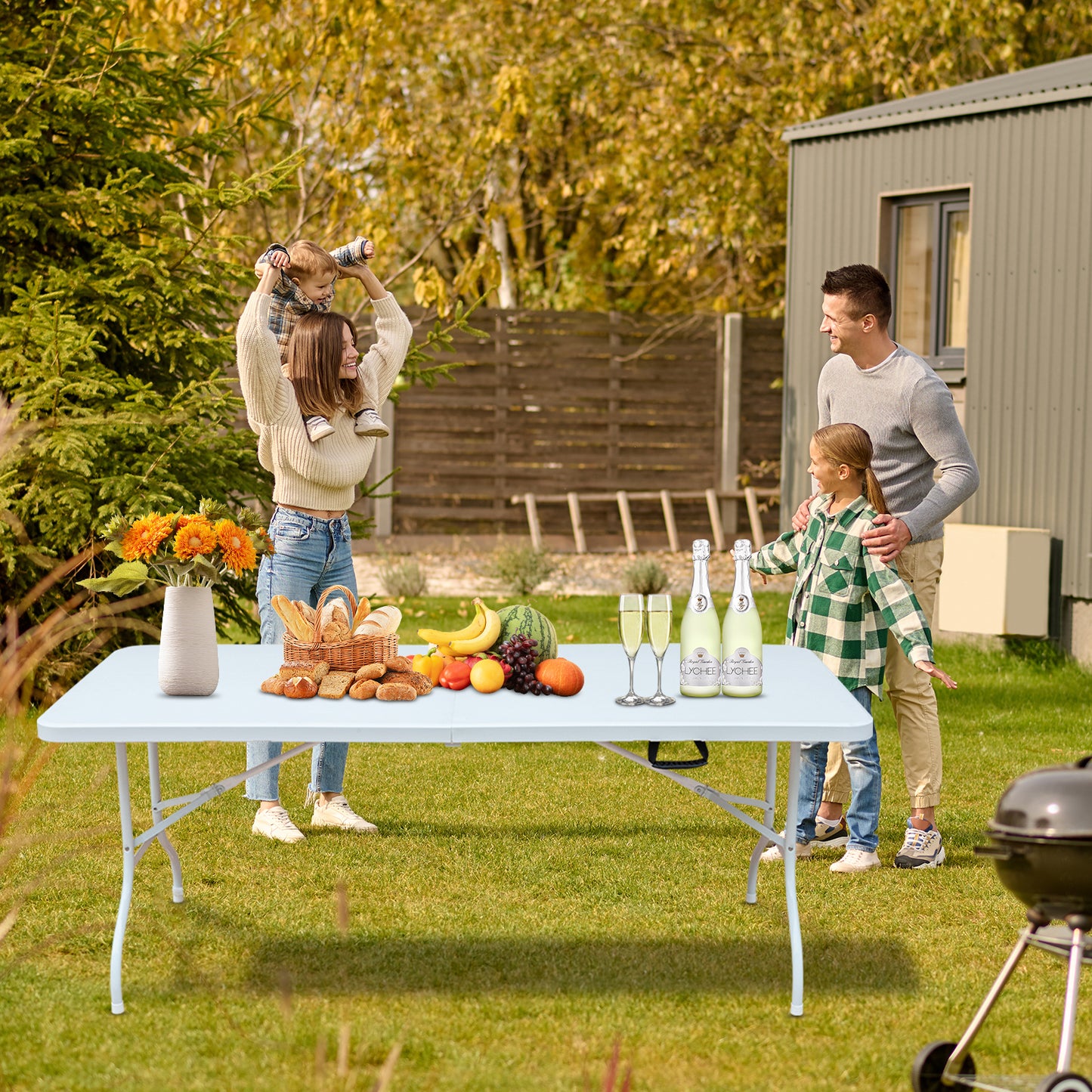 Multi-purpose Outdoor Folding 6ft Picnic Table: Casual, Game, Party - Portable, Durable, Easy to Store and Clean, Various Colors and Sizes Available