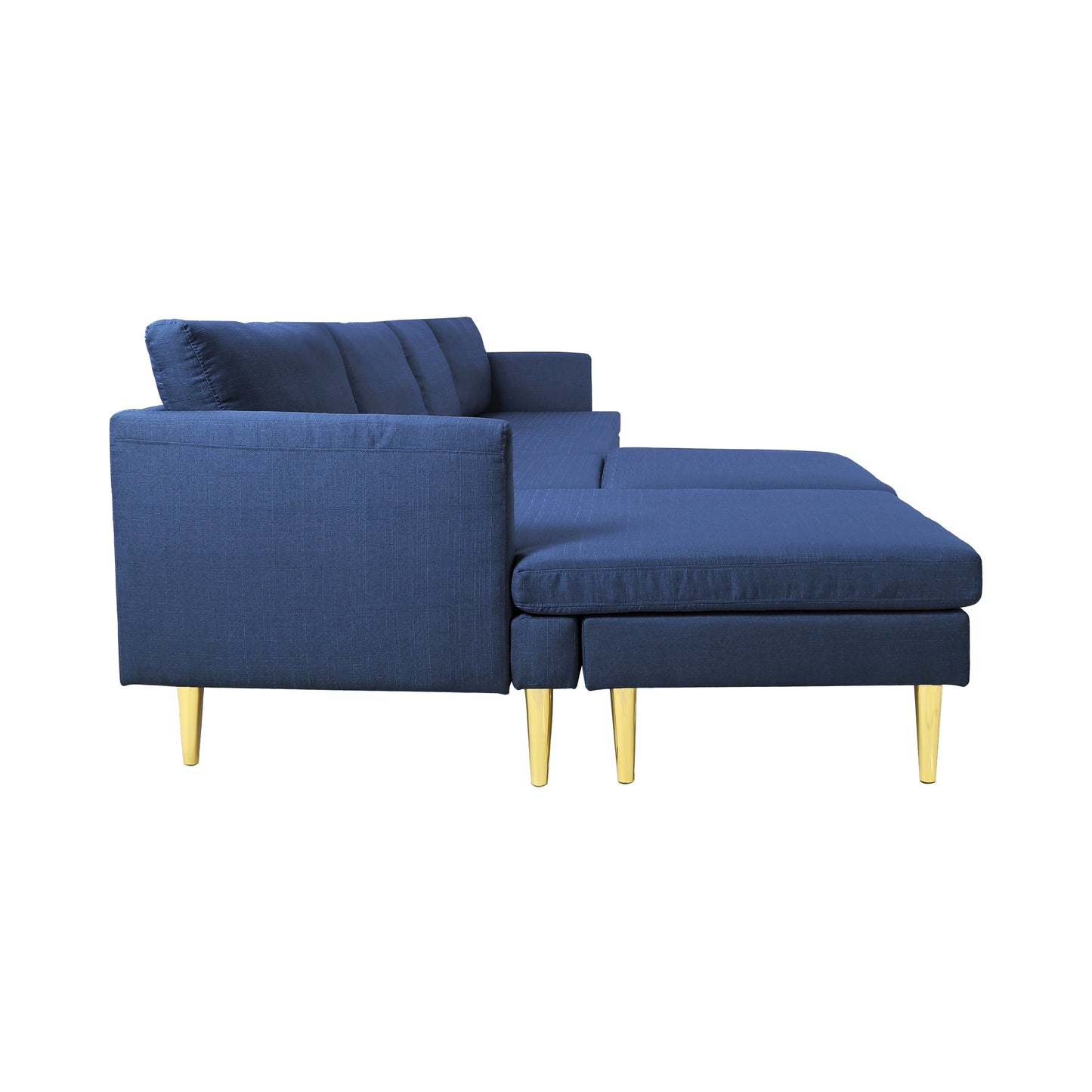 Modern Convertible Sectional Sofa Blue Polyester - Versatile and Stylish Furniture for Your Living Space