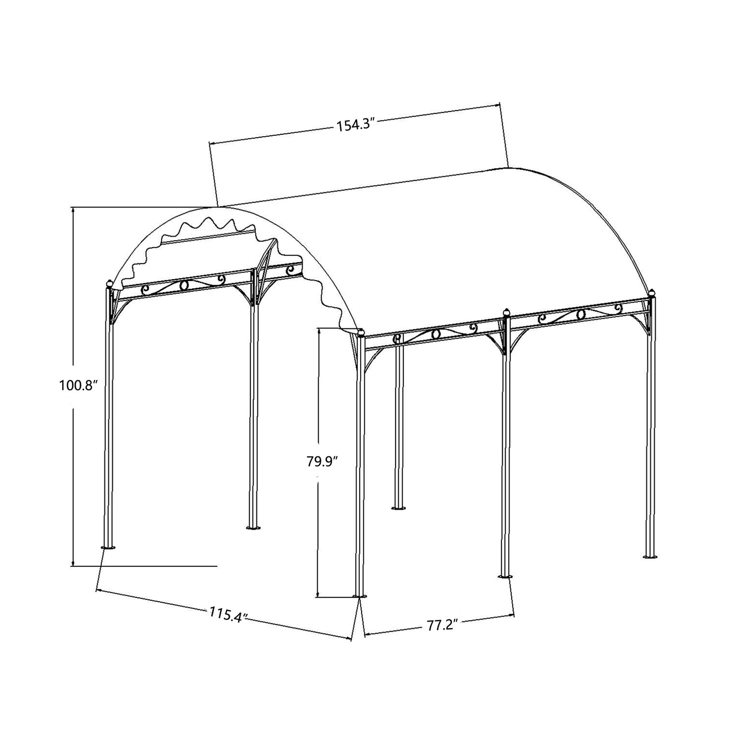 13ft.Lx10ft.W Iron Carport Shelter Garage Tent, Garden Storage Shed with Anchor Kit, White