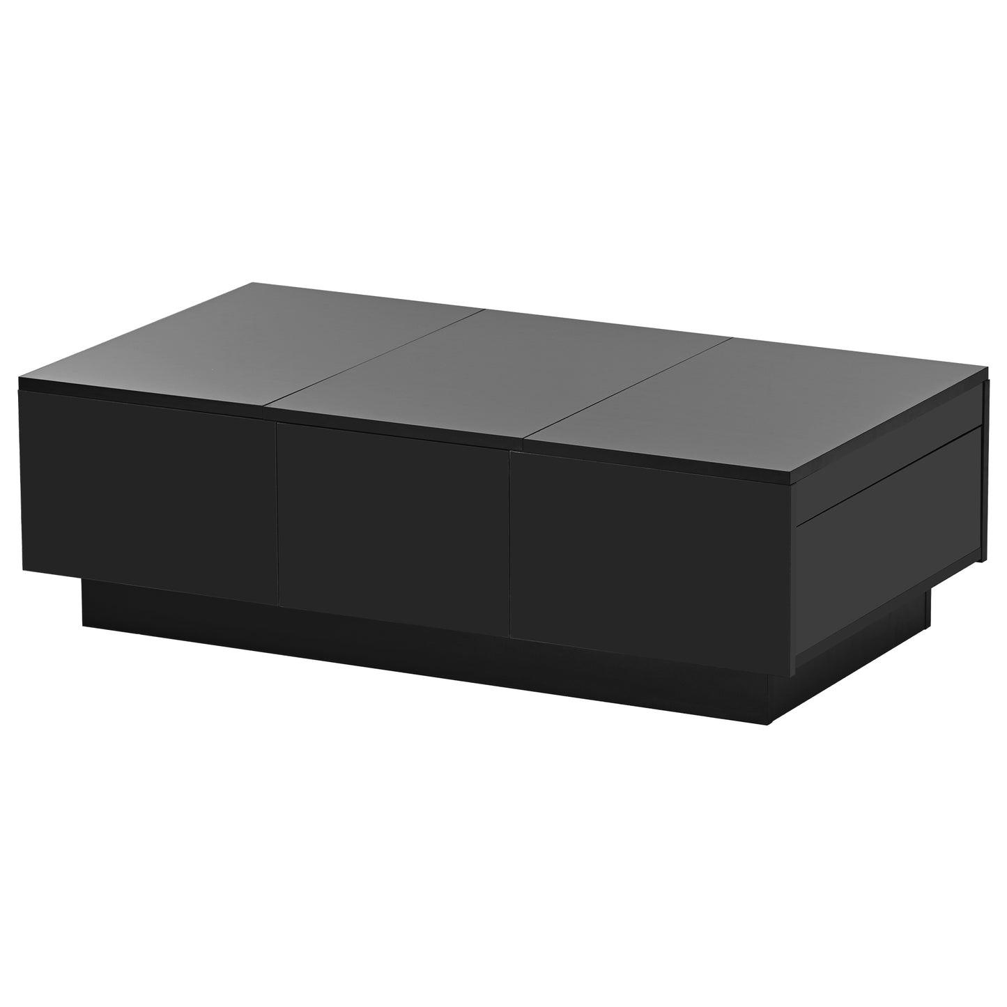 ON-TREND Multifunctional Coffee Table with Hidden Storage, Extendable Cocktail Table with Drawers, High-gloss Center Table for Living Room, 39.3"x21.6", Black