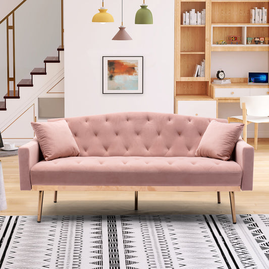 COOLMORE Pink Velvet Sofa: Accent Loveseat with Stainless Feet - Luxurious and Stylish Furniture for Your Home Décor