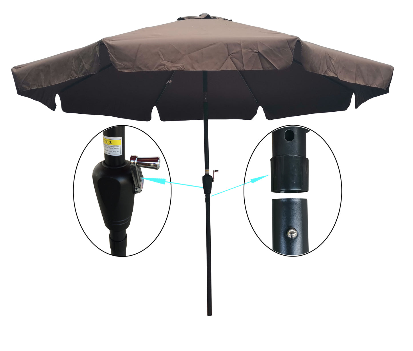 10ft Patio Umbrella Market Table Round Umbrella Outdoor Garden Umbrellas with Crank and Push Button Tilt for Pool Shade Outside - Durable and Stylish Umbrella for Optimal Outdoor Protection