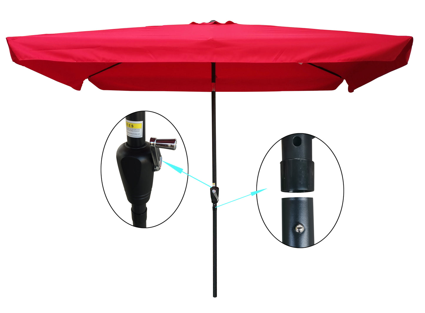 10 x 6.5ft Rectangular Patio Umbrella Outdoor Market Umbrellas with Crank and Push Button Tilt for Garden Swimming Pool Market - Efficient and Durable Shade Solution with Easy Operation and Adjustable Tilt | Various Colors and Sizes Available