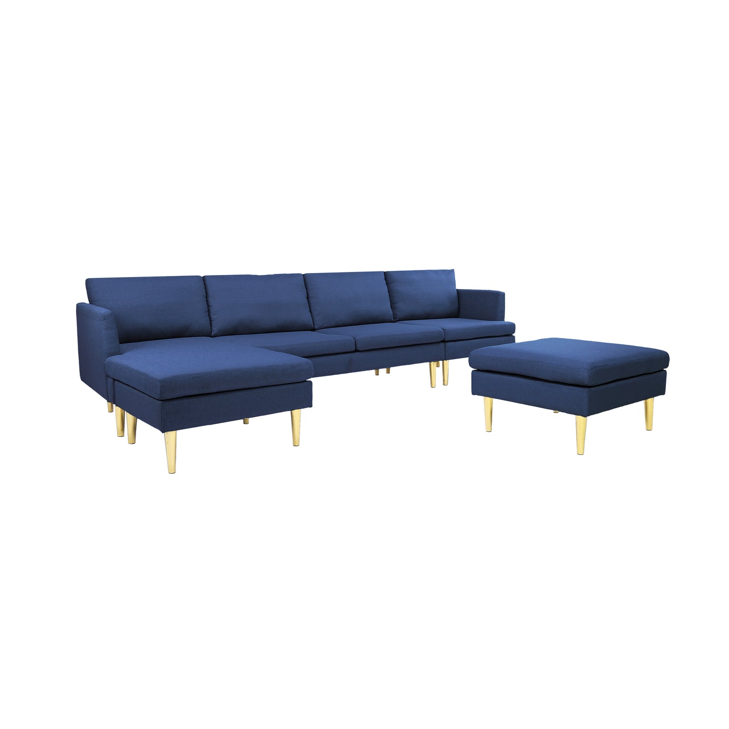 Modern Convertible Sectional Sofa Blue Polyester - Versatile and Stylish Furniture for Your Living Space